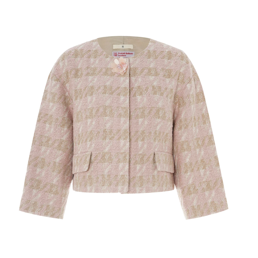 LYNEE 进口纱线千鸟格轻奢短款小香风财阀千金外套女 LGB2FSW012