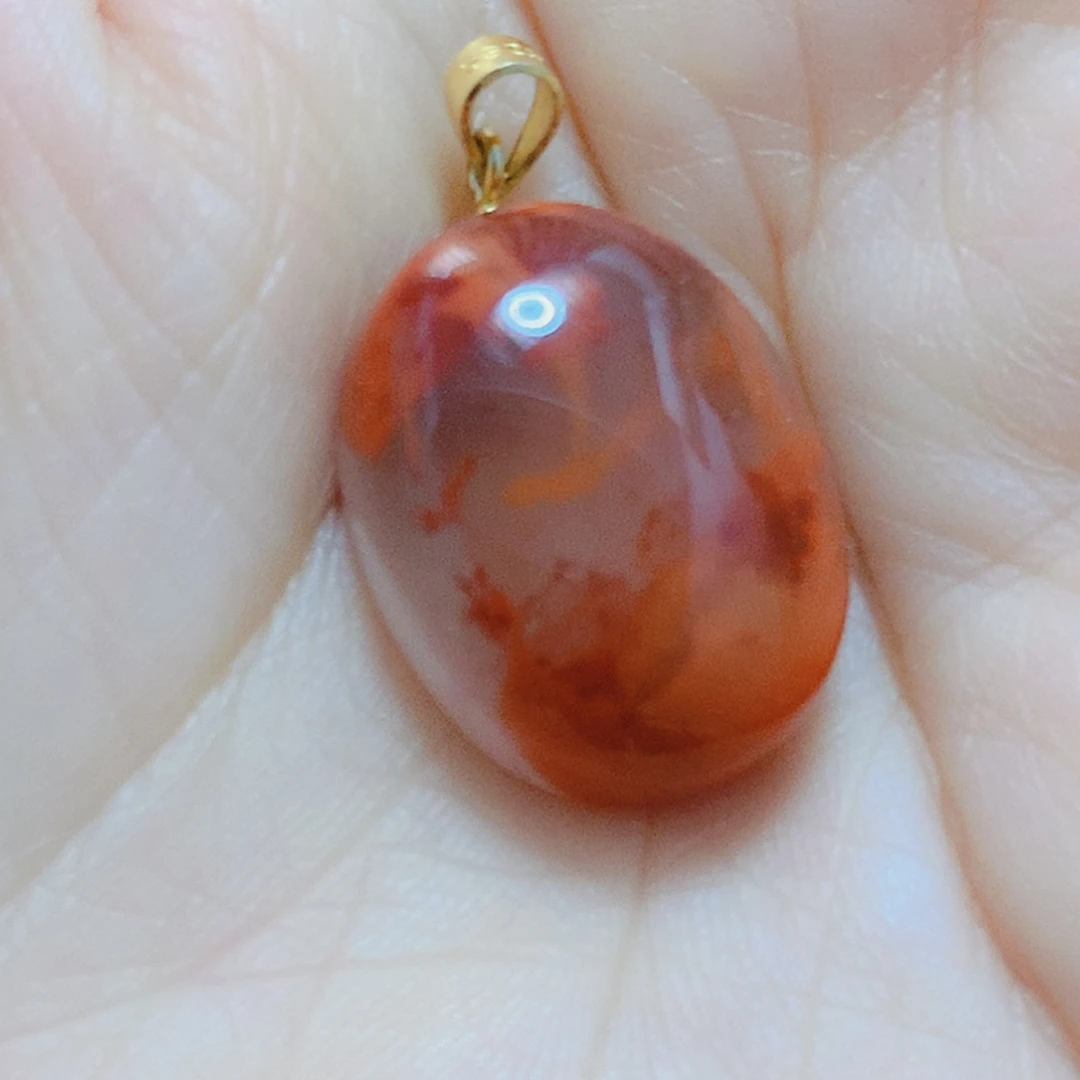 南红玛瑙银S925镶嵌吊坠(不含链)