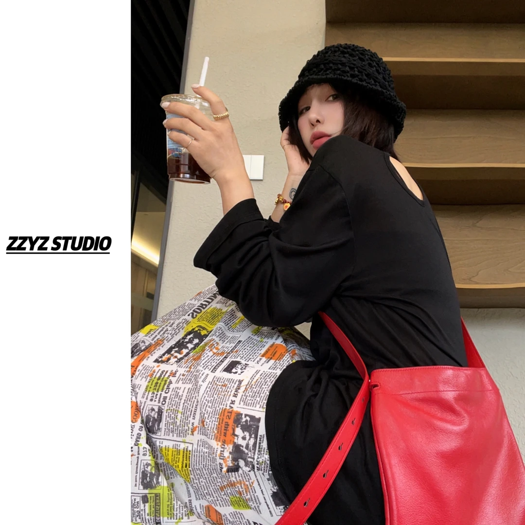 【ZZYZ】“时尚美衫”设计感露背夏季薄款宽松长袖防晒T恤休闲上衣