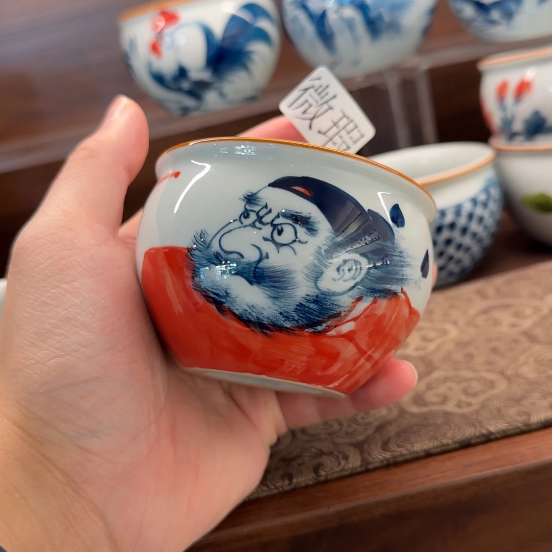 釉下手绘茶具微瑕