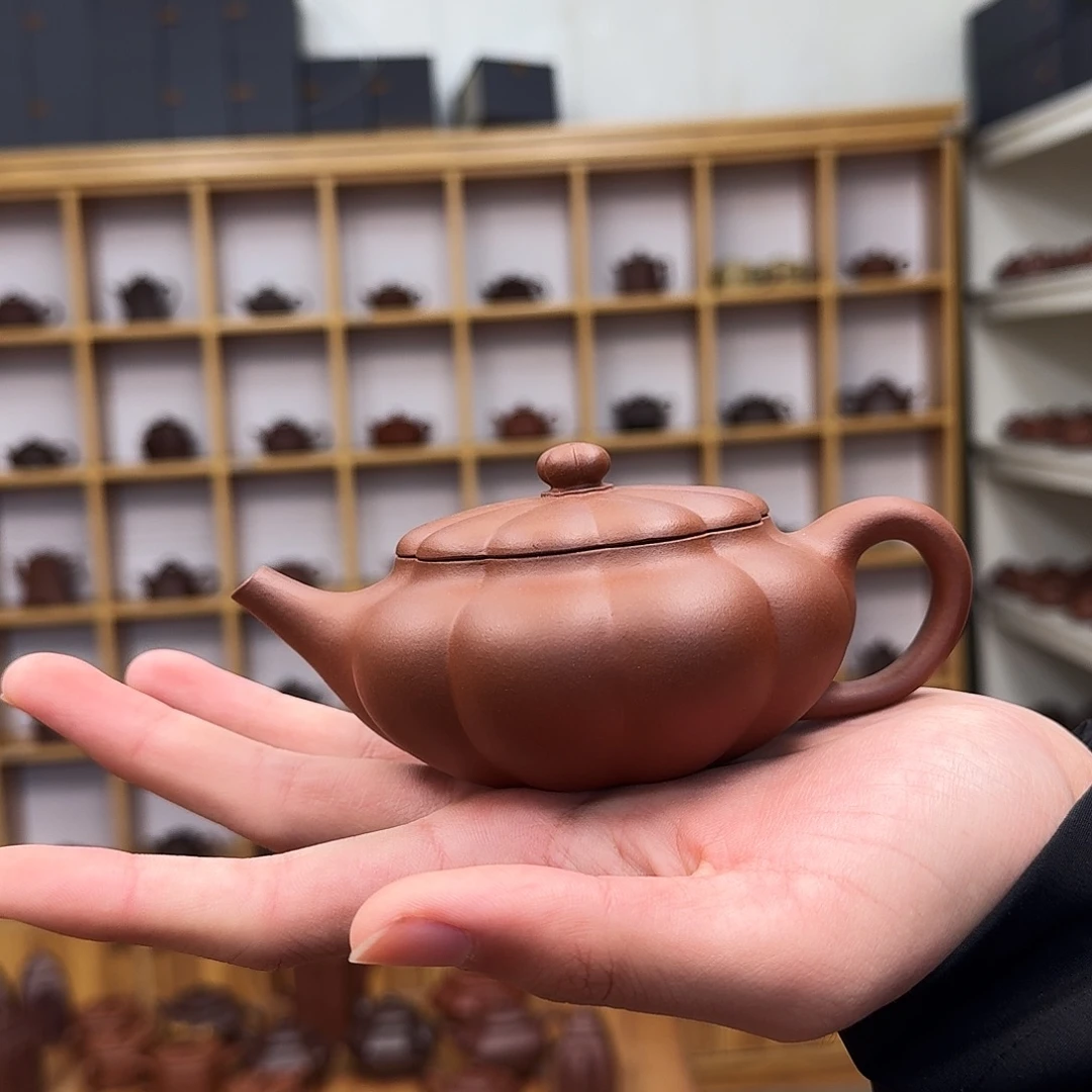 紫砂茶壶筋纹扁晨200cc