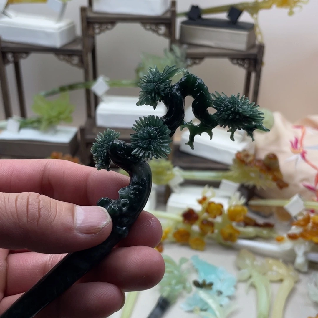 蛇纹石玉合金发饰