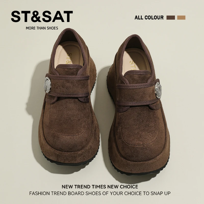 星期六增高小个子乐福鞋女秋季复古百搭玛丽珍勃肯鞋休闲厚底单鞋