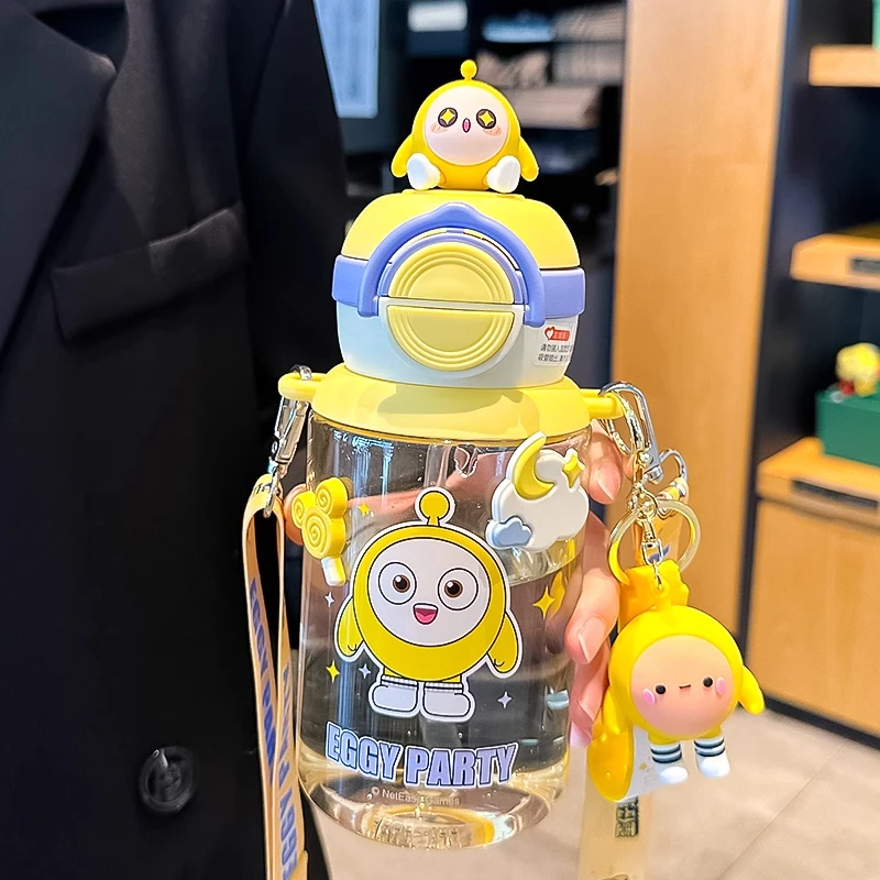 蛋仔派对儿童水杯男孩上学专用水壶夏天tritan吸管杯2025新款杯子