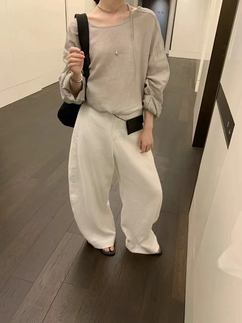 Hello bamboo 百分百亚麻镰刀裤