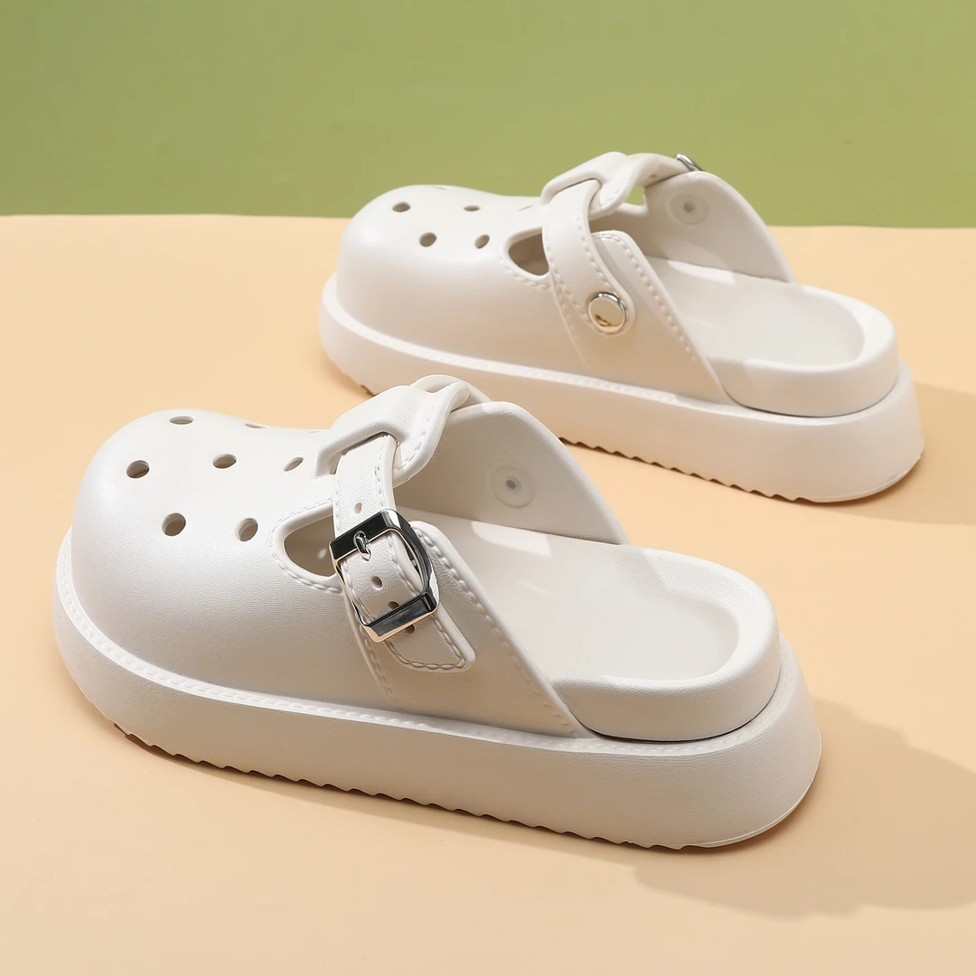 新款洞洞鞋夏季女生外穿厚底增高 凉鞋透气防滑一脚蹬eva勃肯拖鞋