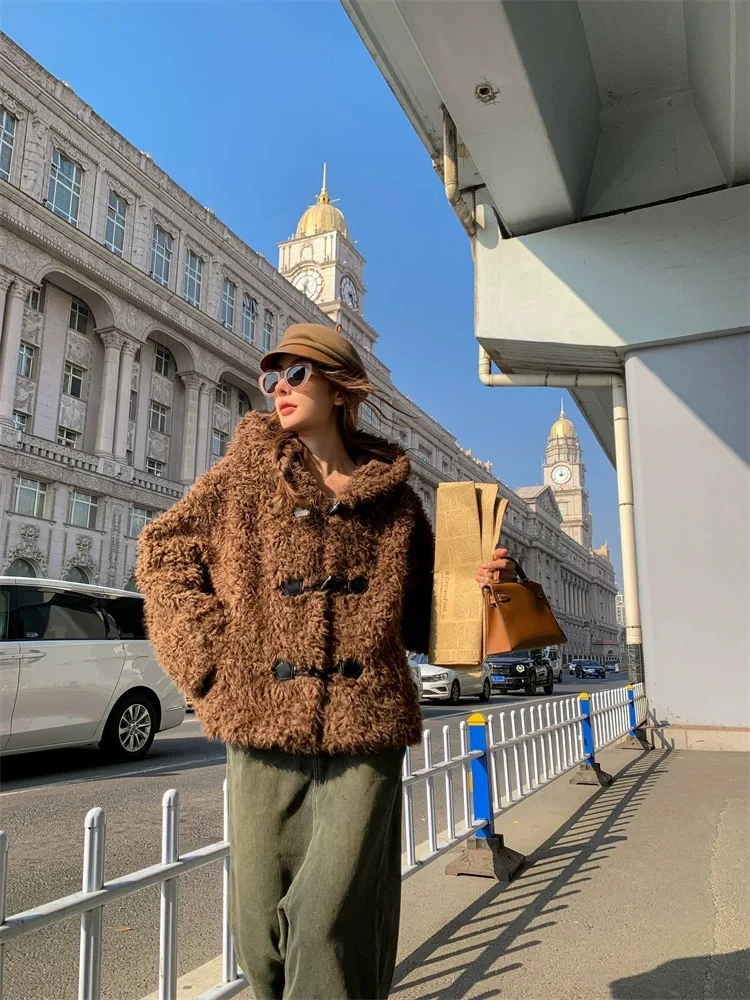 【宁小姐】芭莎冰岛毛羊毛皮毛一体皮草外套S3320洋气羊羔毛