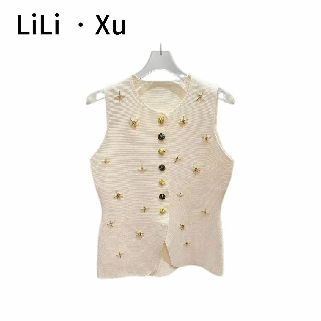 LiLi · Xu套头马甲可爱风马夹立体提花马甲秋季轻奢春季小香风