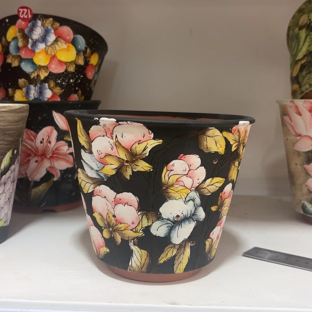 景德镇手绘花盆陶瓷15/13
