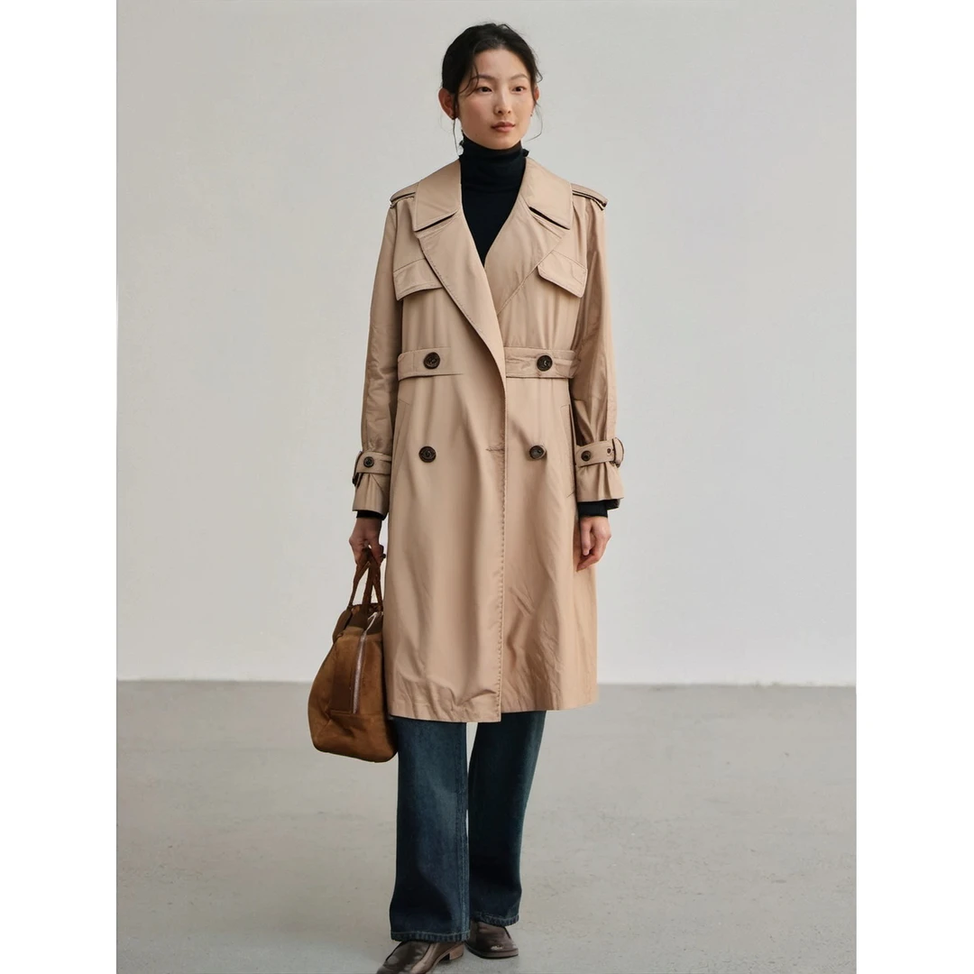 Mind Bridge/心桥时尚长款收腰风衣 MB1064-MWCA220ABE