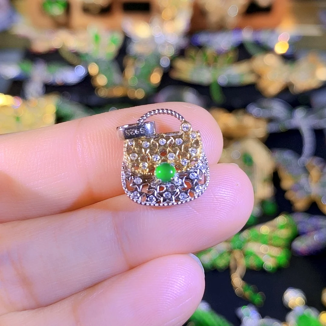 颈饰银S925镶嵌翡翠