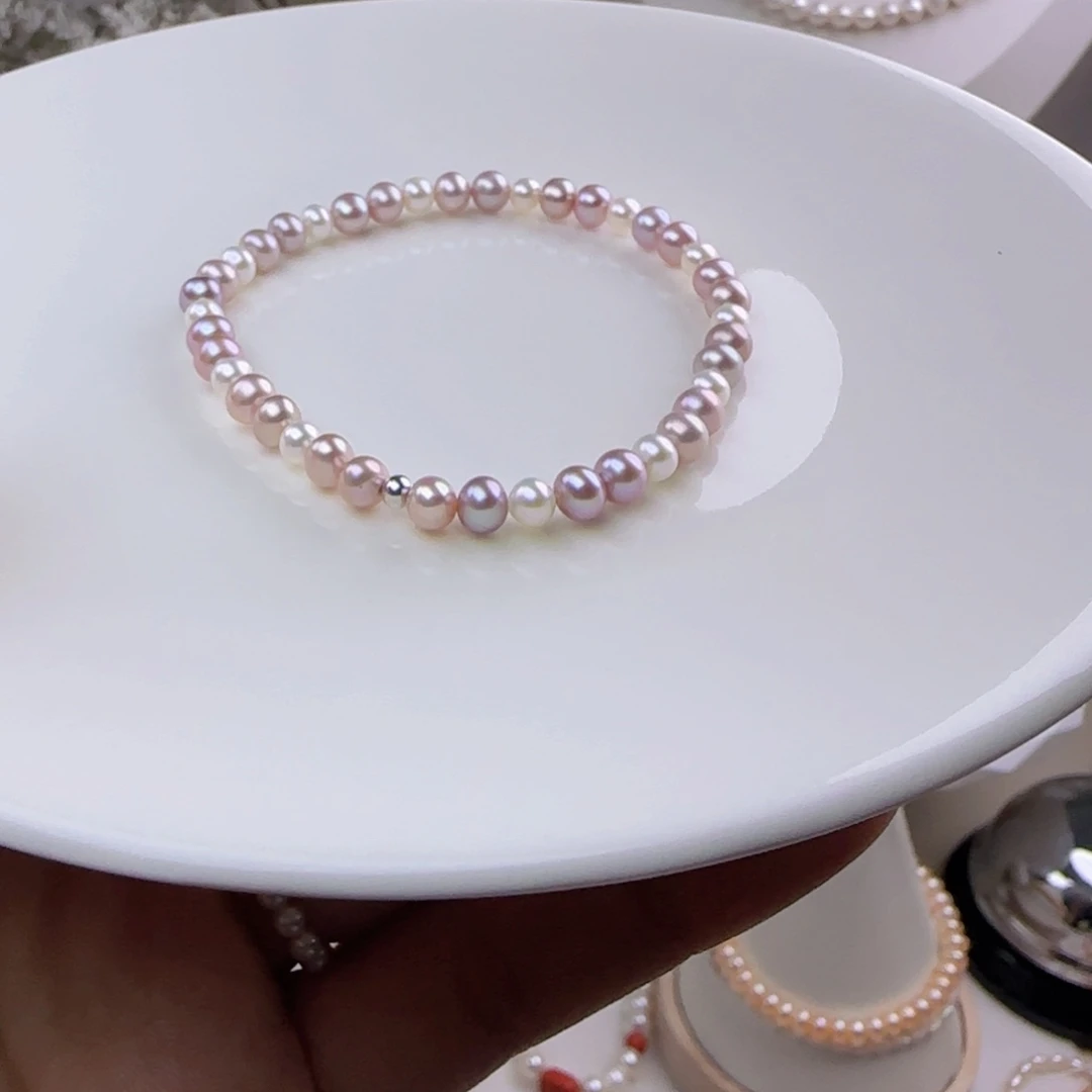 未镶嵌淡水珍珠手绳5mm微微瑕