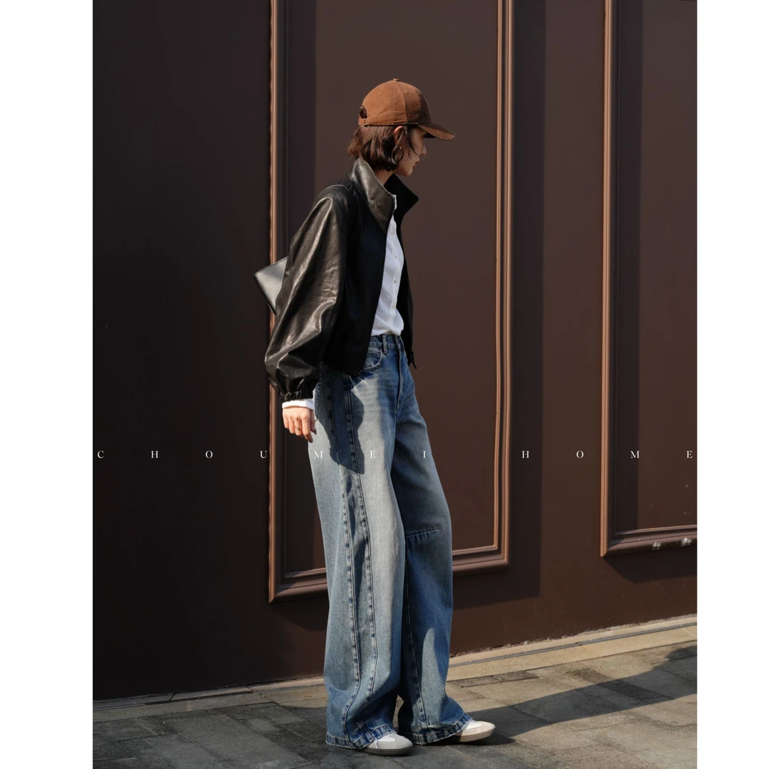 Choumei Home25秋冬设计师款弯刀结构裤 宽松显瘦复古慵懒阔腿裤