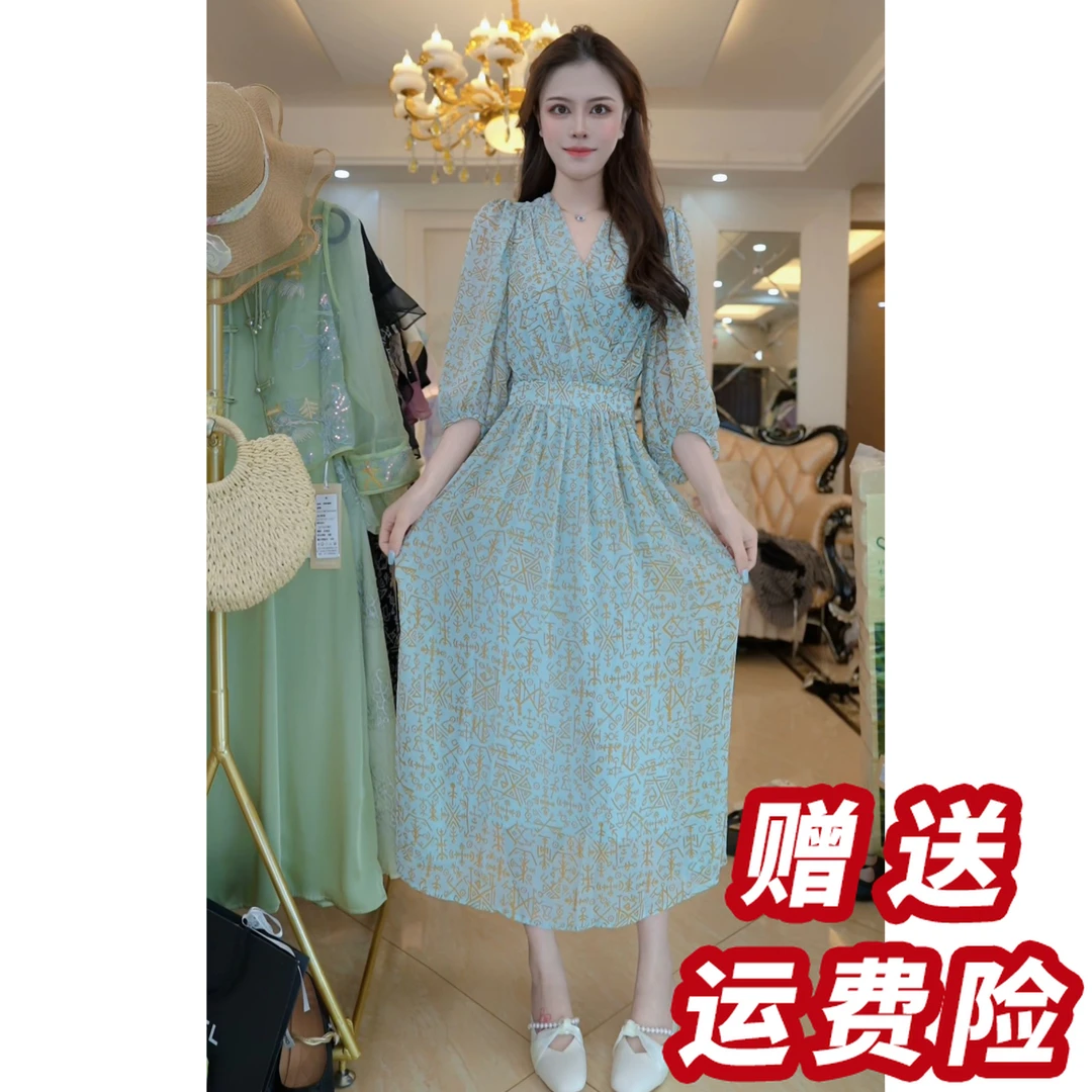 （赠送运费险）法式碎花连衣裙2025夏新款收腰显瘦小清新长裙D4308