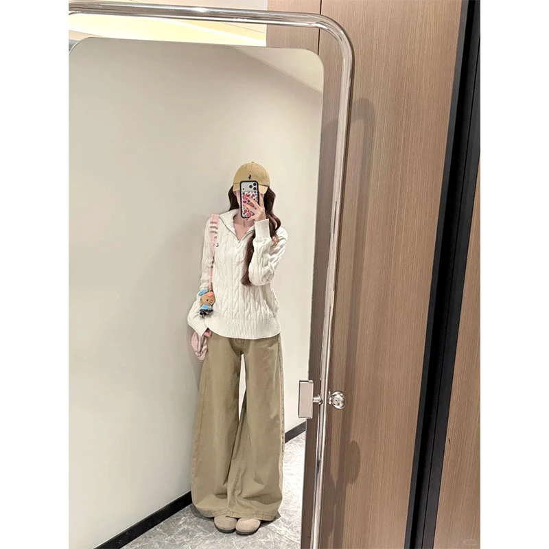 2025秋季小众设计感简约风修身显瘦上衣穿搭百搭时尚阔腿长裤套装
