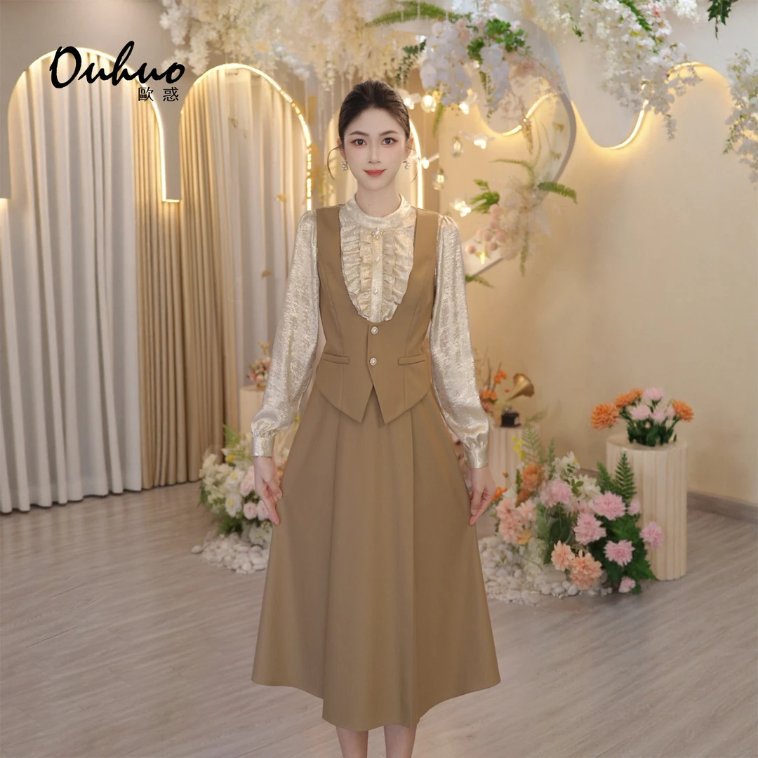 现货【米米定制】2025年早秋新款优雅法式时尚气质连衣裙OHDRI09083