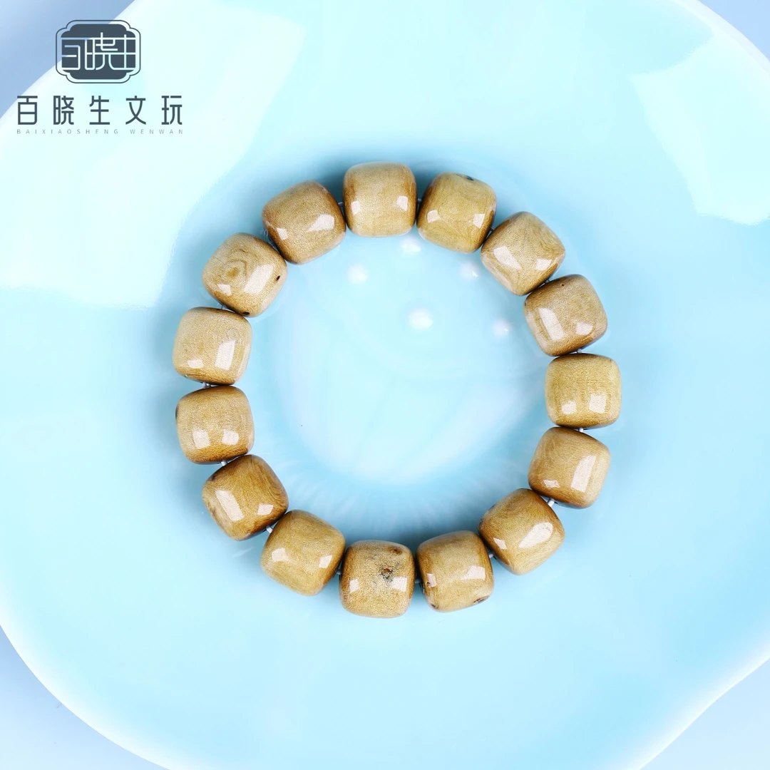 非金属木质手链 【百晓生】天然柳木 14*14mm老型珠 单圈手串