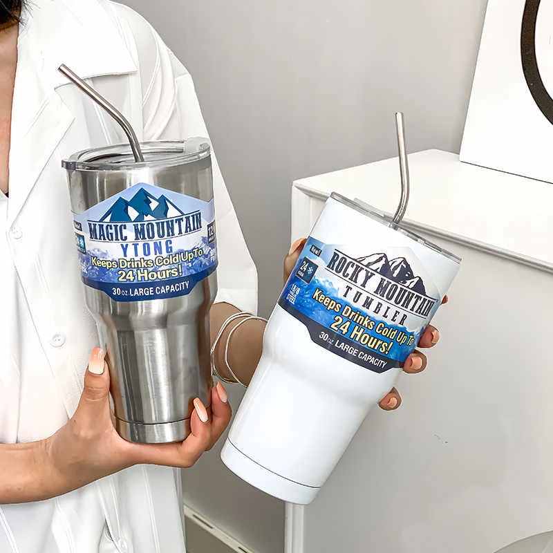 Gucgres夏季大容量304不锈钢吸管杯咖啡奶茶水杯子爆款2025最新款