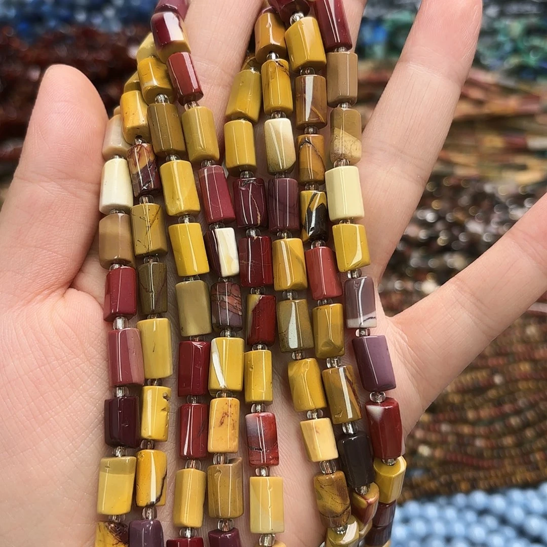 玛瑙/玉髓未镶嵌珠宝半成品8×12蛋黄石柱子一条