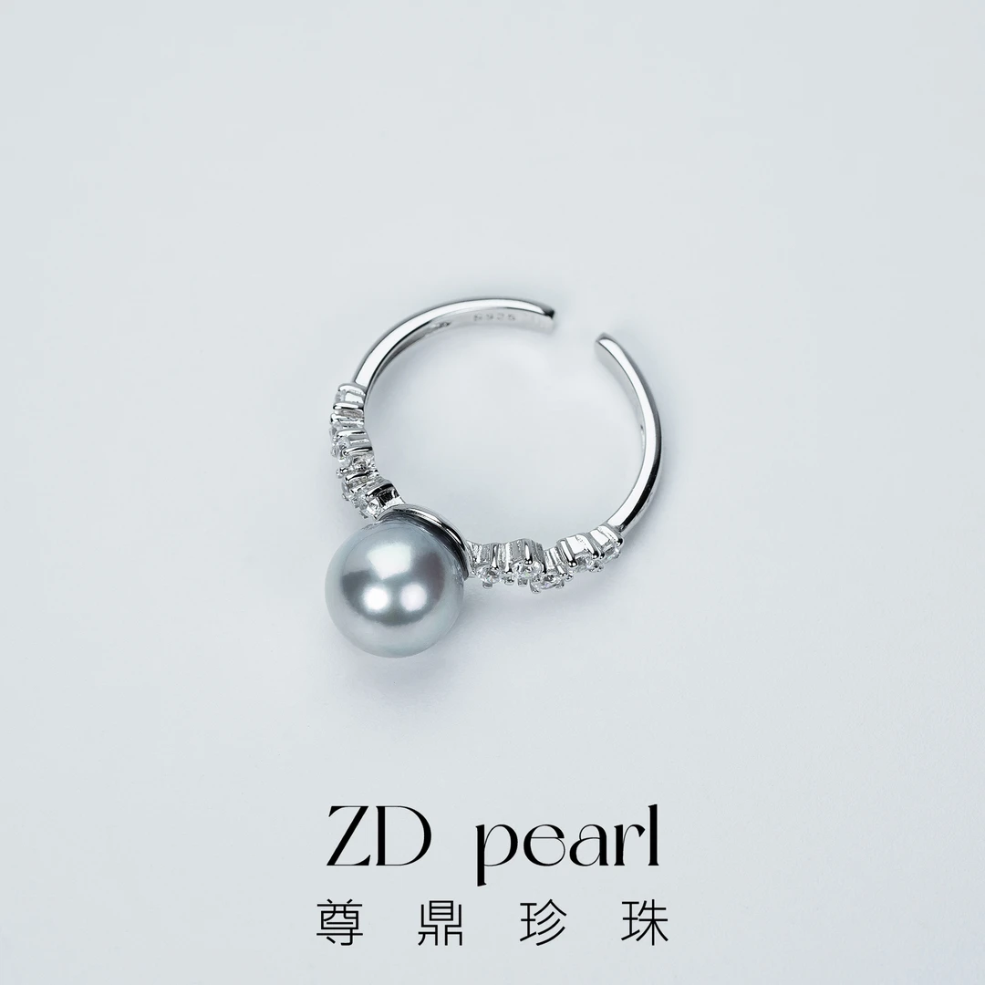 【阳阳】尊鼎珍珠-S925银海水珍珠真多麻色系戒指珠径8-8.5mm