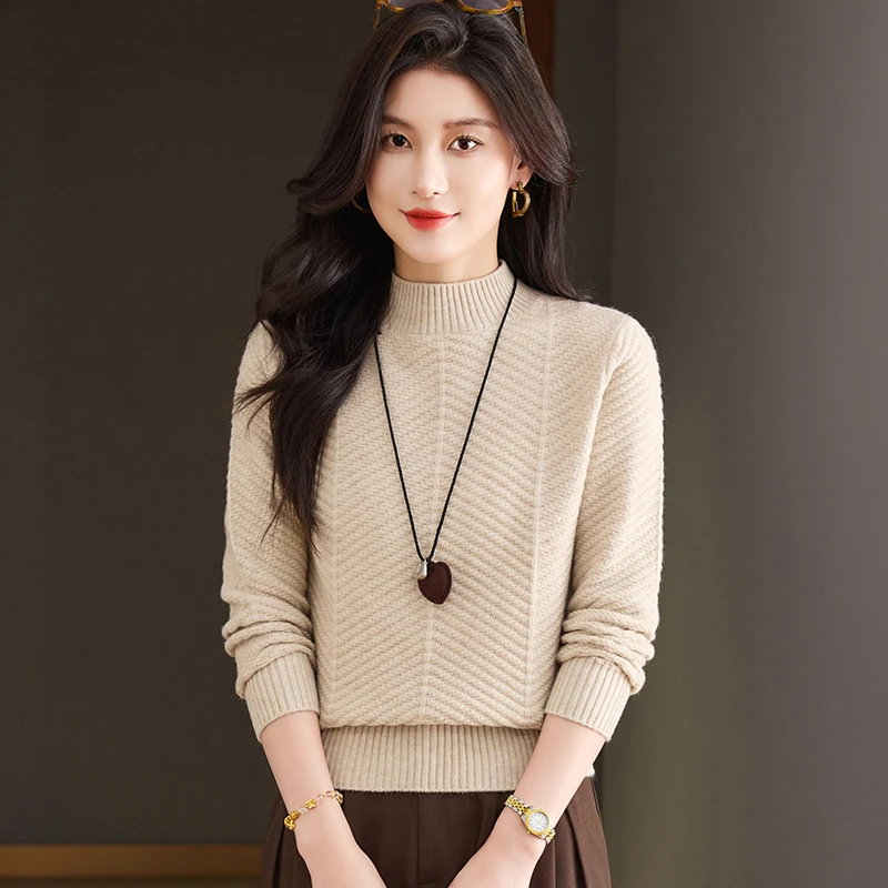 pingedixin/品哥弟新款秋冬百搭绵羊毛半高领毛衣洋气打底针织衫