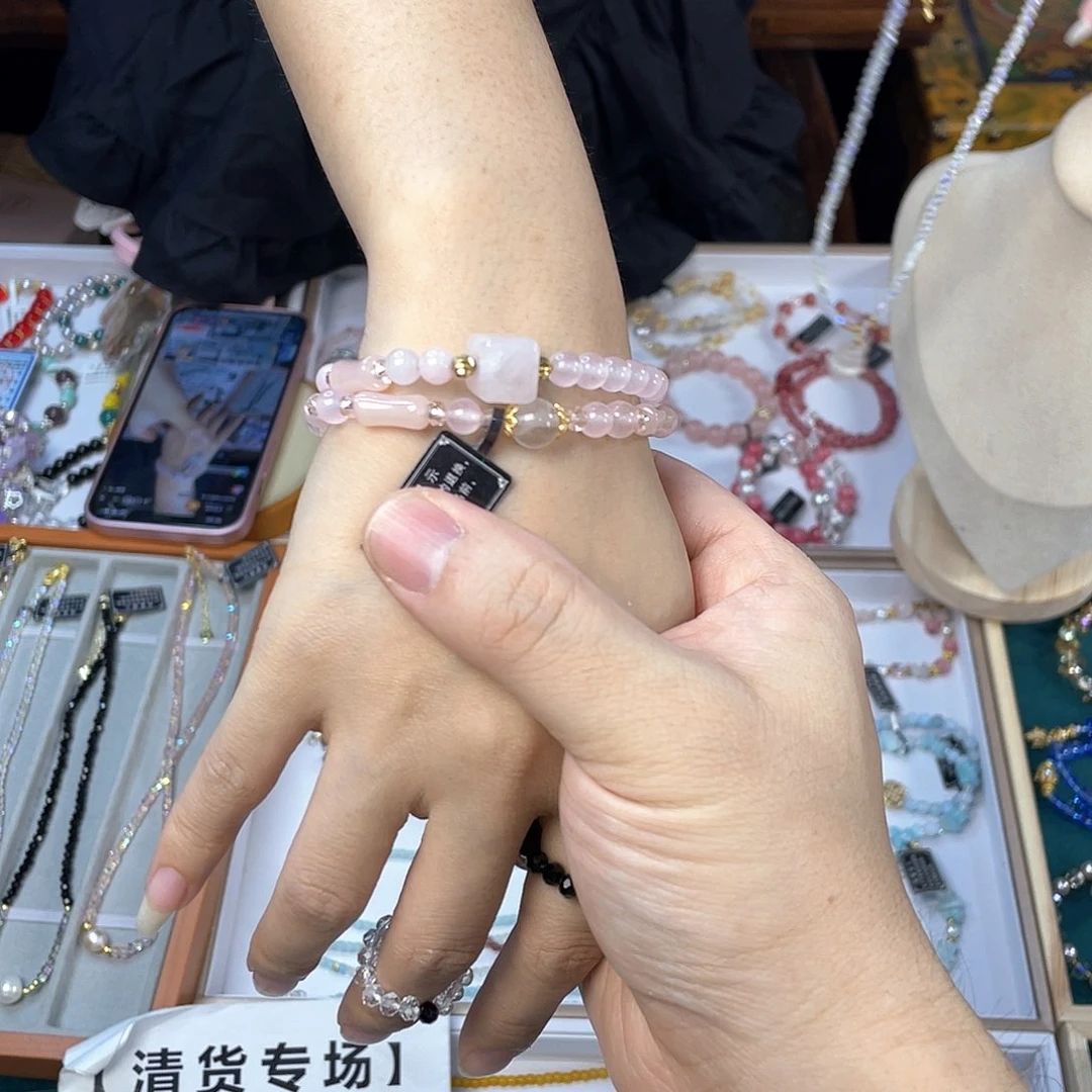 水晶手链银S925镀金镶嵌