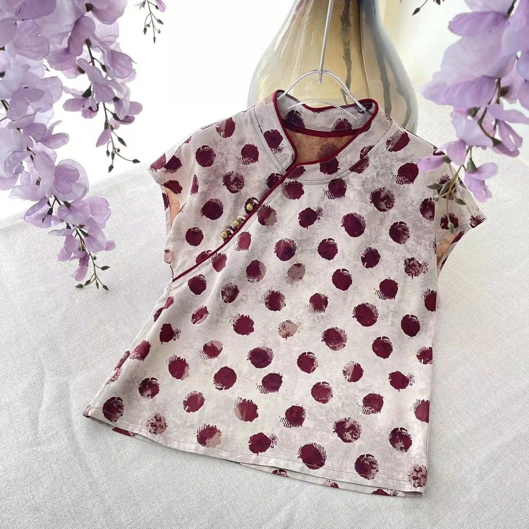 【喜儿定制】X夏季新款时尚长款红色波点短袖汉服休闲中大童