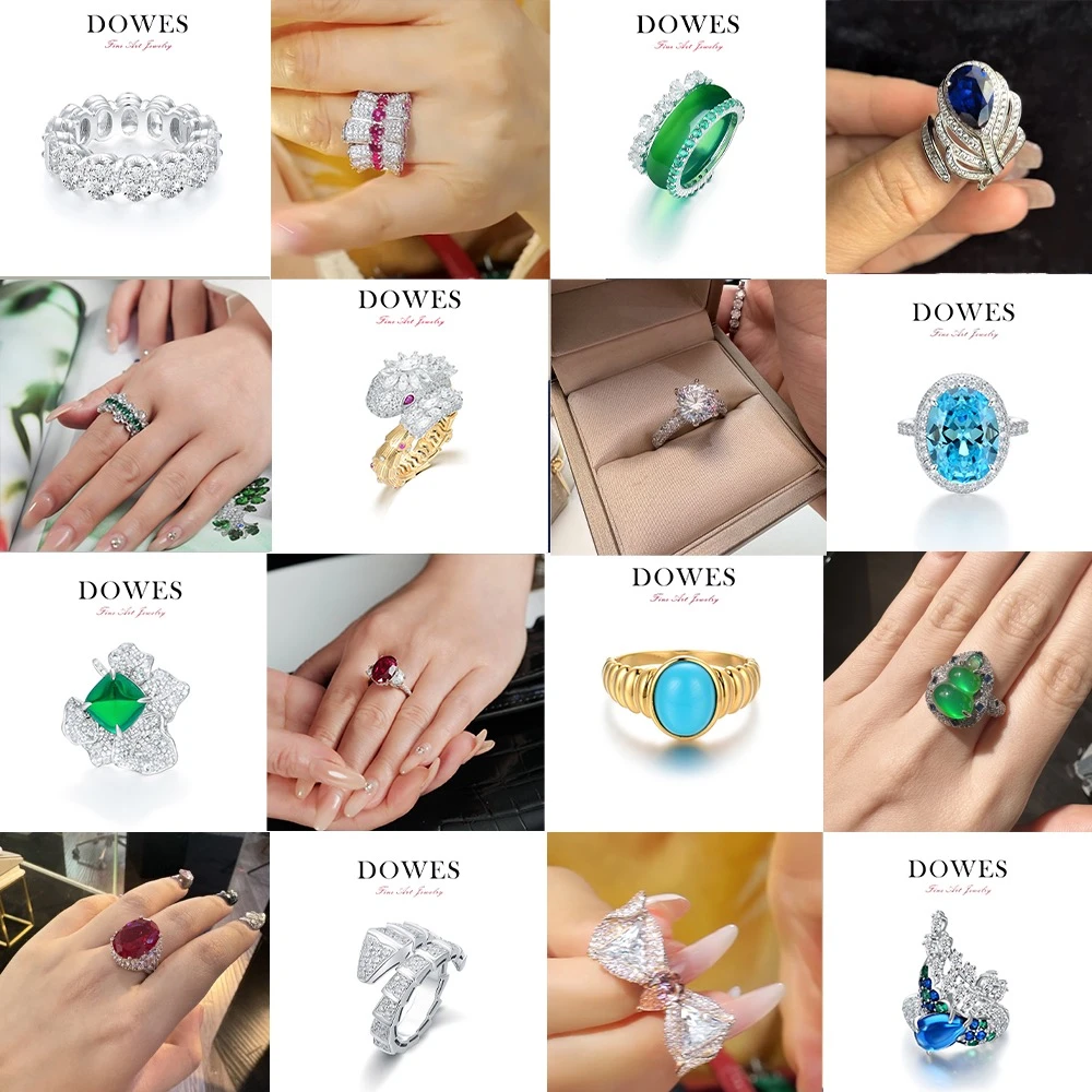 DOWES 925银合成锆石银制品 高定首饰戒指合集