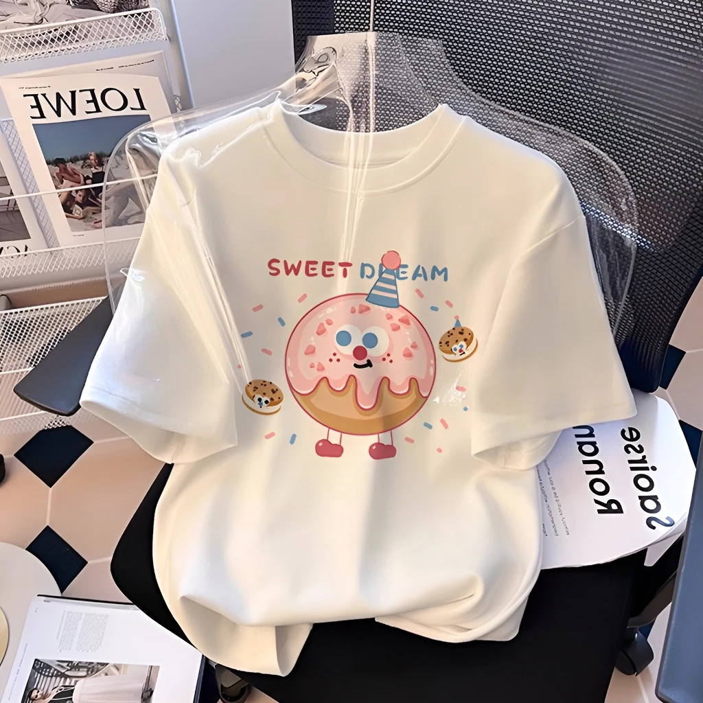 女童短袖T恤2025夏季新款印花中大童百搭宽松休闲纯棉女孩半袖潮t