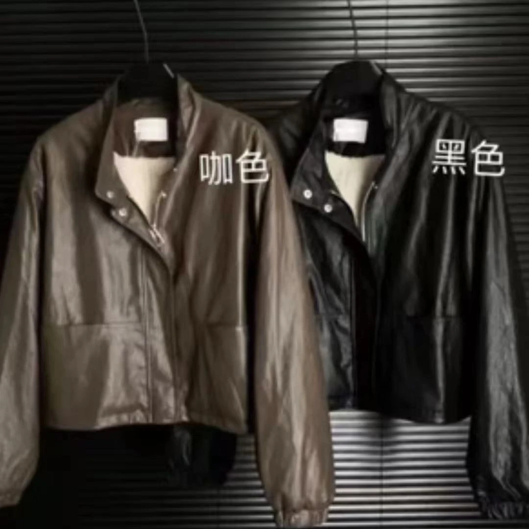 新款长袖气质皮外套24931