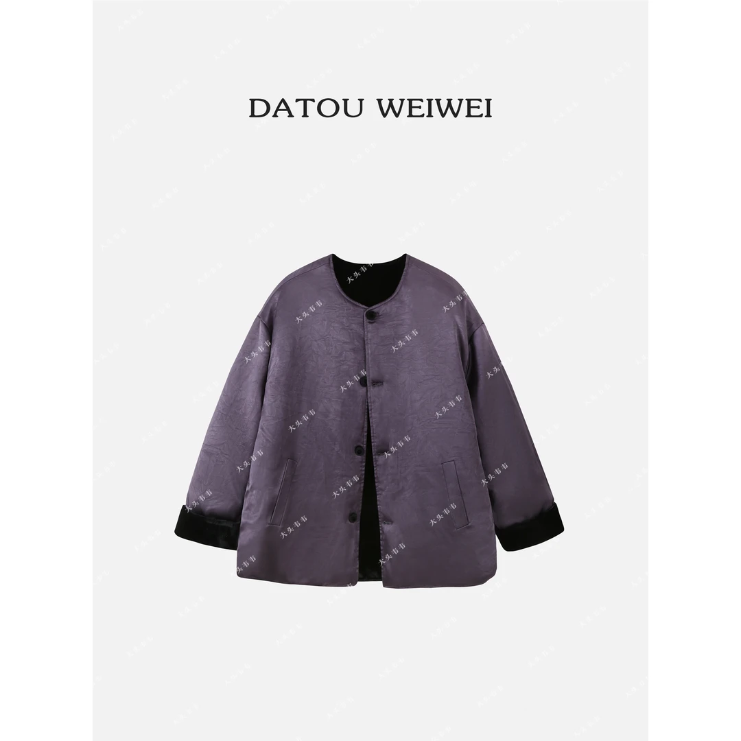 【DTWW大头韦韦】冬季国风毛毛缎面双面穿加厚棉衣外套212217