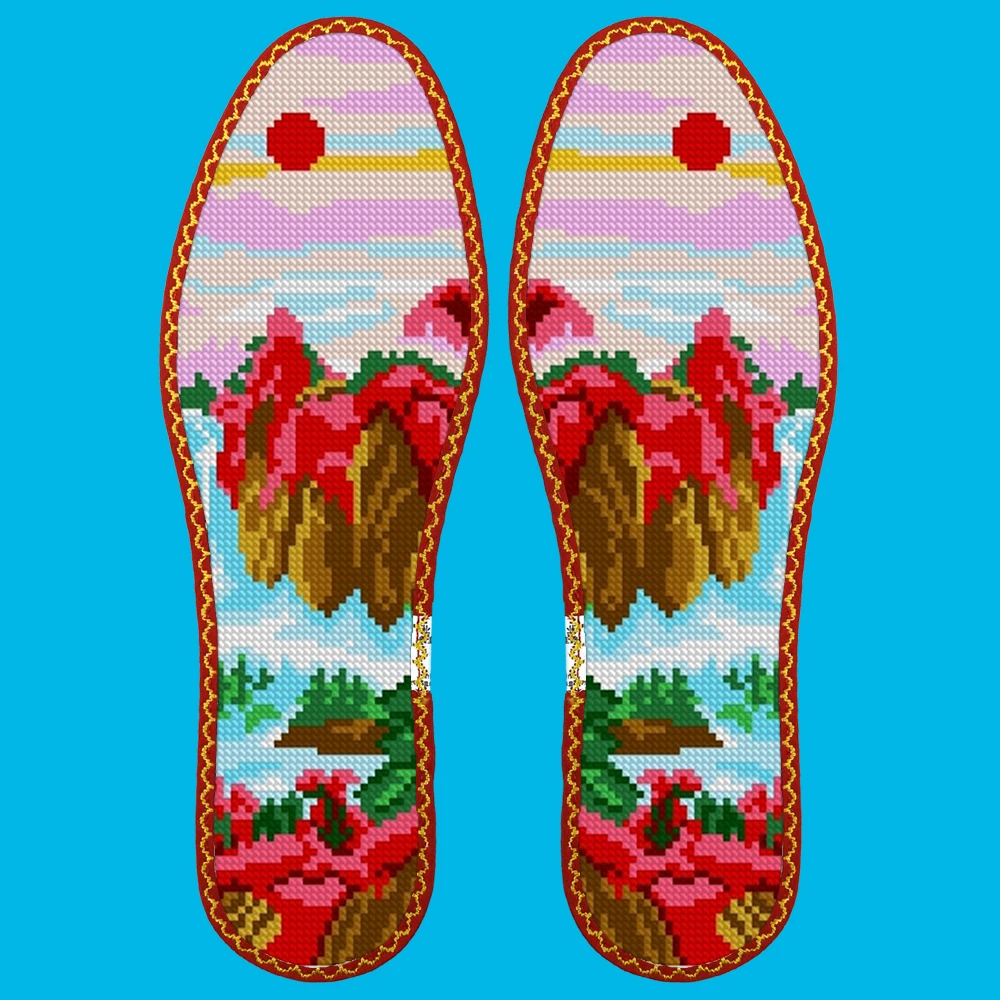 微瑕小格十字绣鞋垫（鸿运当头）（45码）