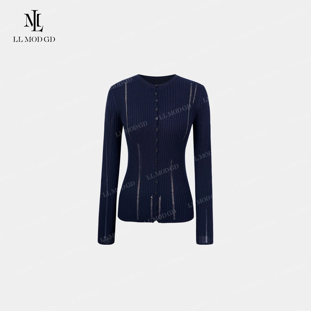 睿智针织 简约百搭通勤知性设计感显瘦棉羊毛长袖针织衫YL-263010