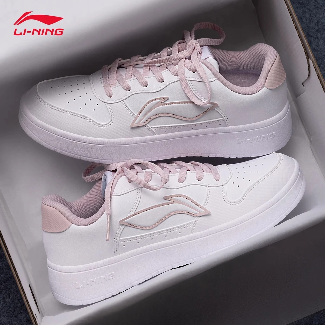 李宁板鞋女鞋2025春季新款浮舟休闲鞋子增高小白鞋平底百搭运动鞋