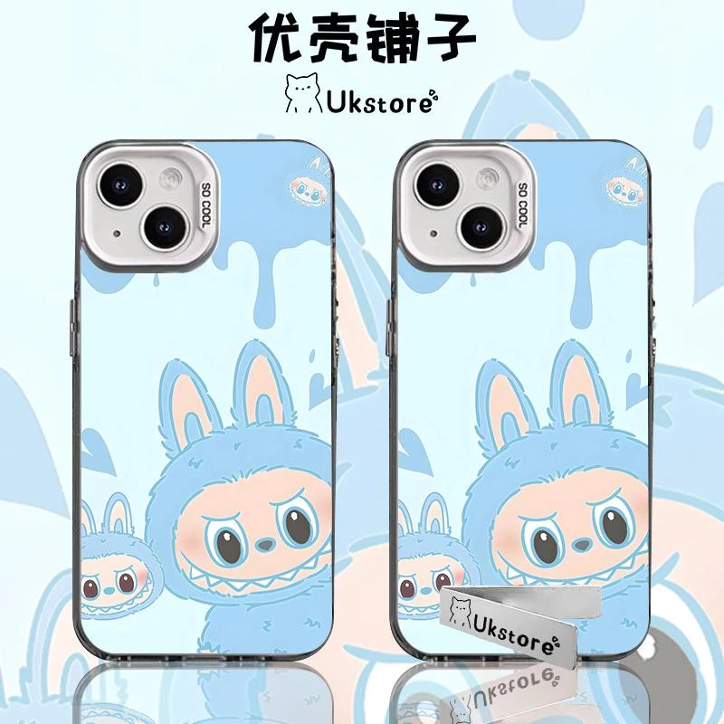蓝色拉布布创意适用苹果华为vivoiPhone小米手机防摔彩银手机壳
