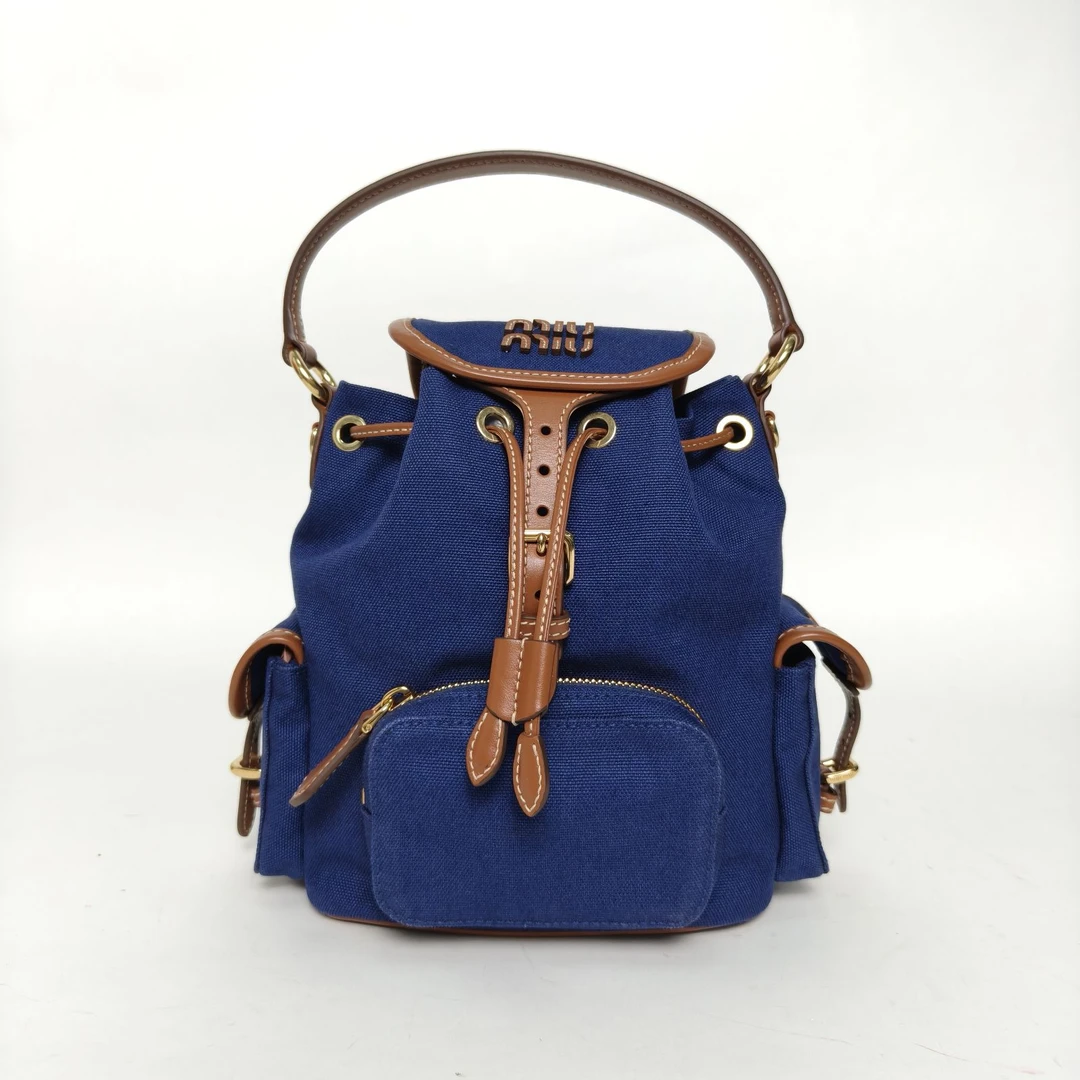 99新 MIU MIU/缪缪 小花6枫 双肩包 双肩包（小号） 蓝色