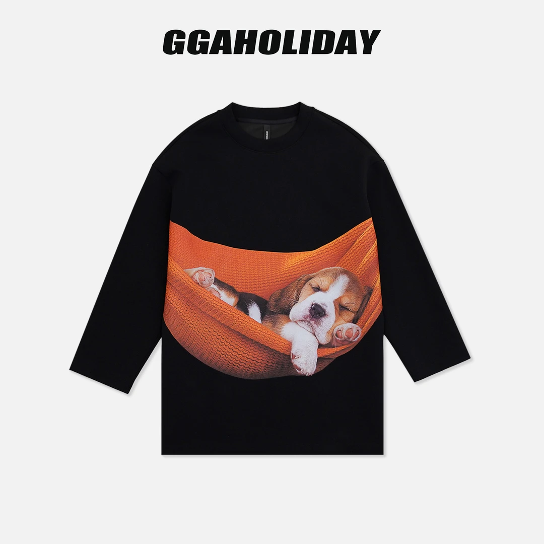 GGAHOLIDAY秋冬复古个性休闲时尚宽松长袖针织拼接卫衣-154122