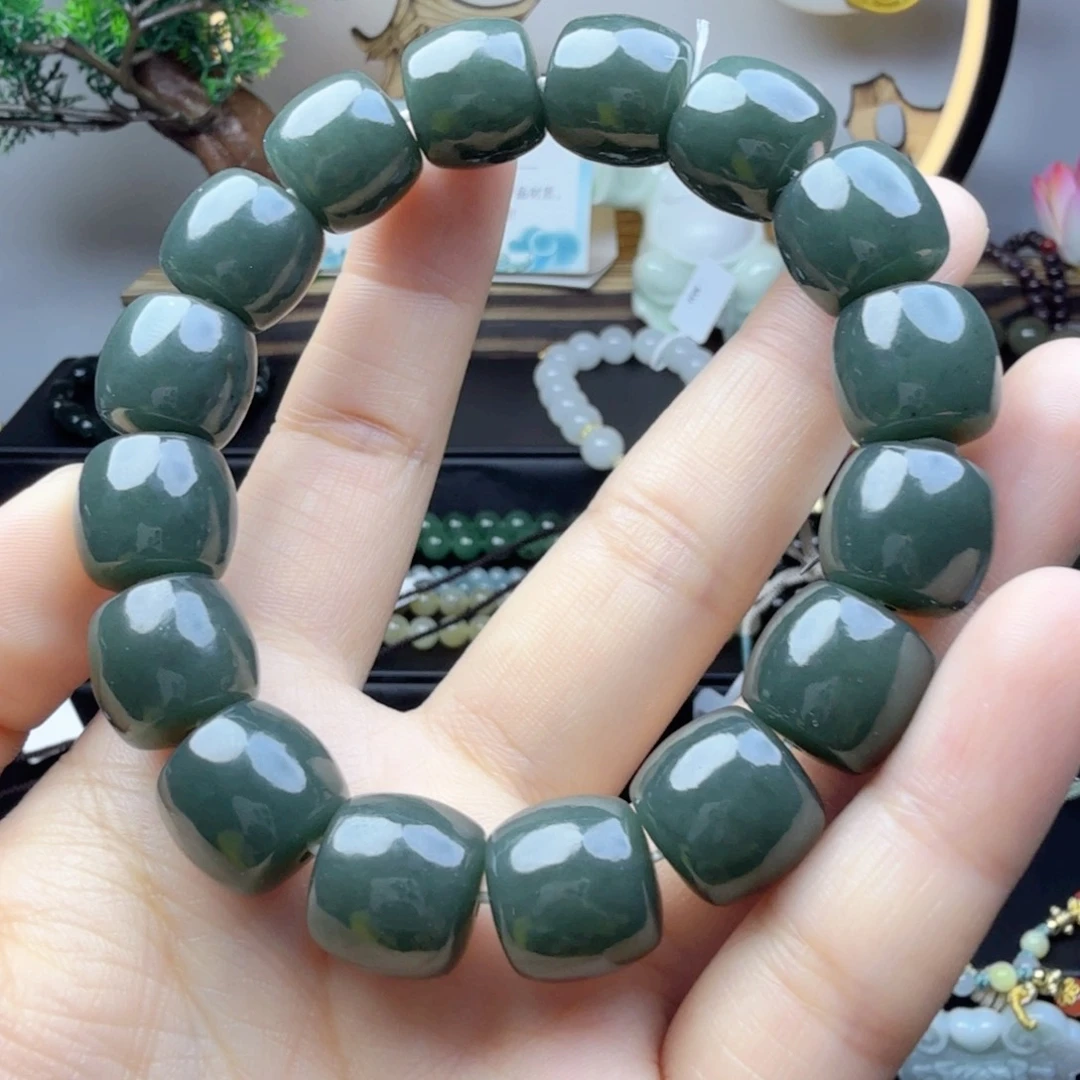 和田玉未镶嵌手串和田玉老型珠手串