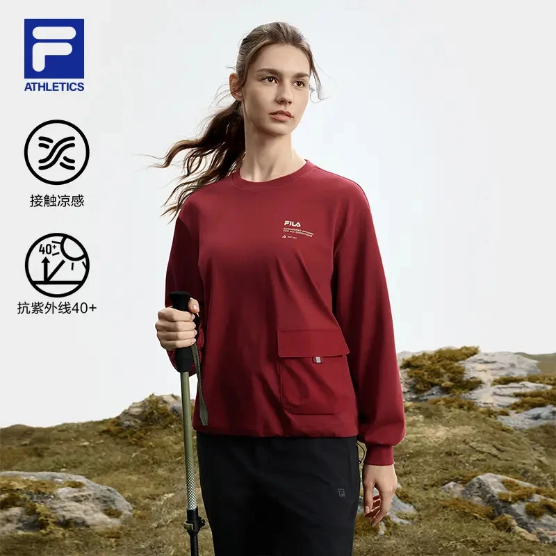 FILA斐乐秋季女款印花上衣针织运动时尚运动卫衣圆领秋冬穿搭