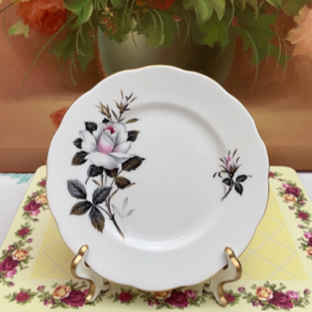 2179皇家阿尔伯特royal albert点心盘蛋糕盘骨瓷白玫瑰全品无瑕疵