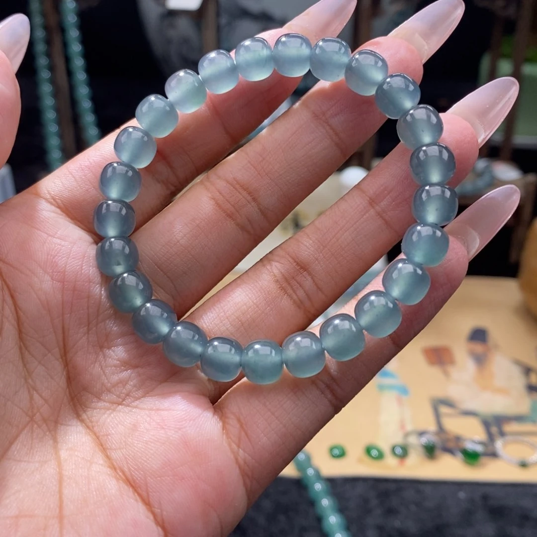 K***光未镶嵌手链翡翠卡8mm蓝刚老型