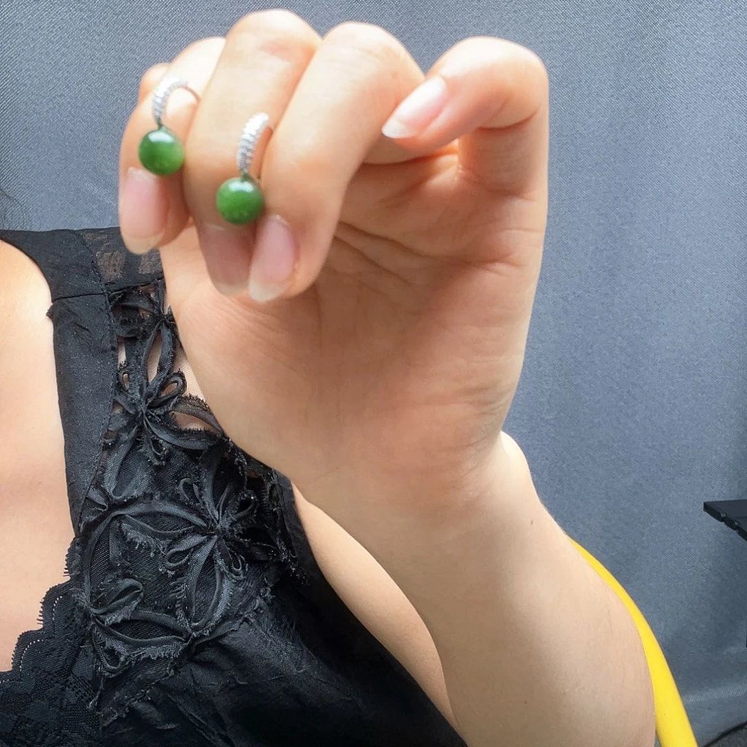 和田玉银S925镶嵌耳饰