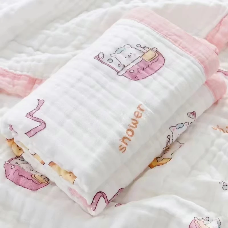 宝宝浴巾盖毯纱布吸汗透气
