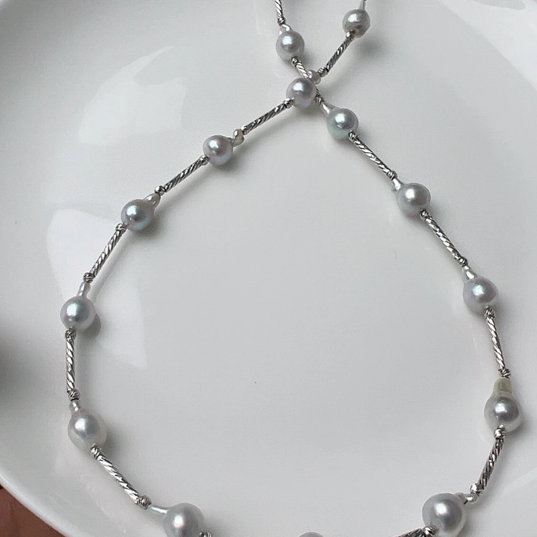 海水珍珠银S925镶嵌颈饰