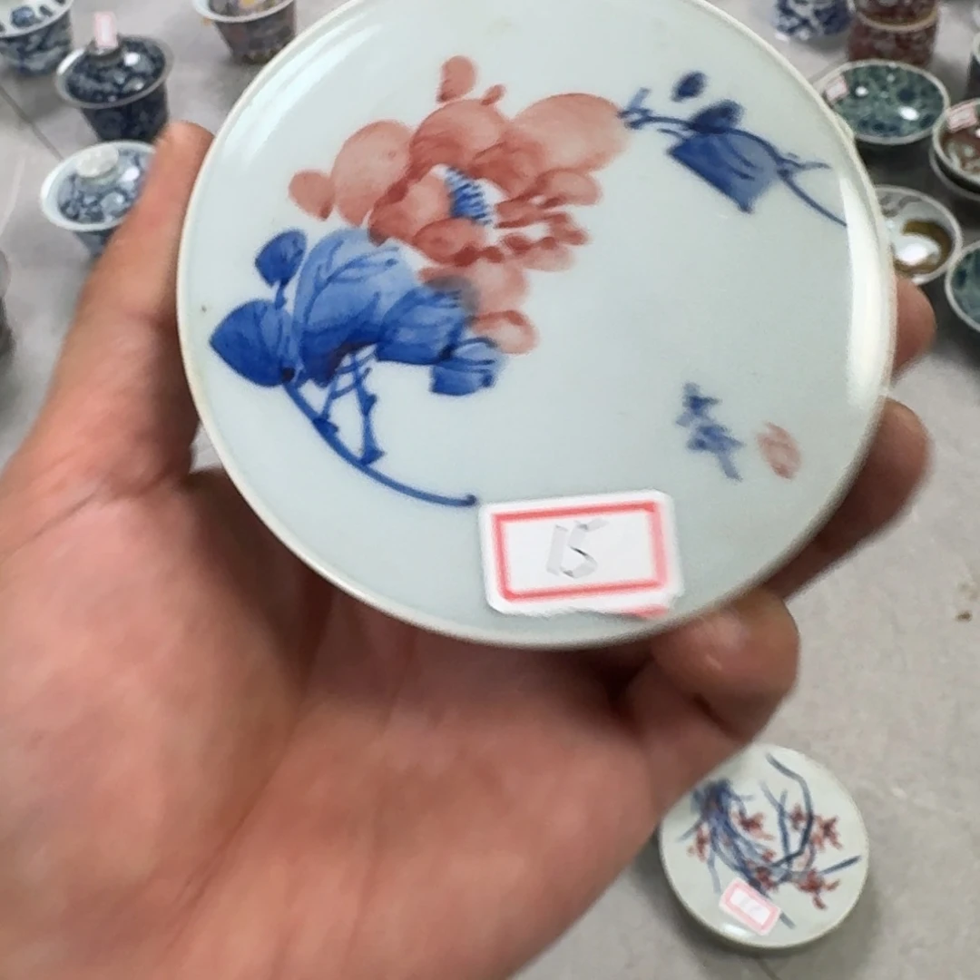 摆件依**寒手工手绘红牡丹花压手杯