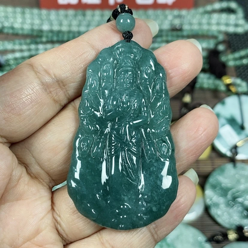 【闪购商品】翡翠颈饰未镶嵌玉吊坠翡翠玉双面鼠守护神千手观音