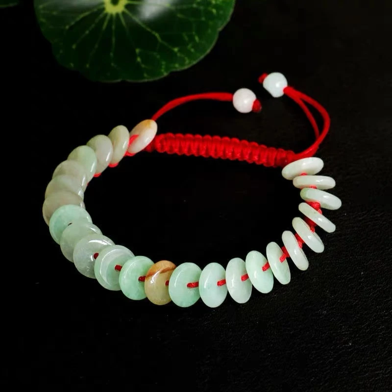 天然翡翠A货平安扣手绳多彩手工编织精美平安扣手绳-多样性发一件