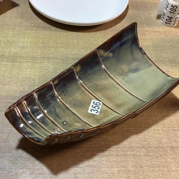 瓷片五厂窑变手工异形盘子