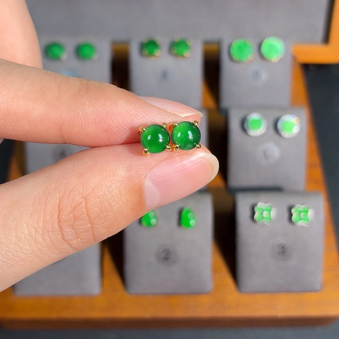 翡翠银S925镶嵌耳饰耳饰