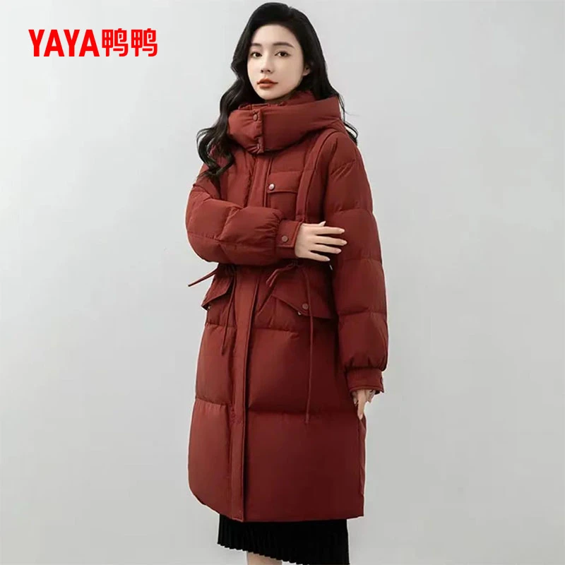 YAYA/鸭鸭户外鸭鸭鸭绒中长款羽绒服时尚休闲女款
